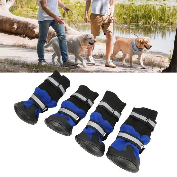 Meilleurs prix pour Bottes pour chien imperméables - VGEBY - 4 pièces - Bleu - Chaussons pour animaux de compagnie réfléchissants