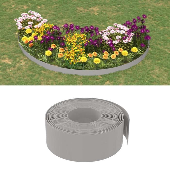 vidaXL Bordure de jardin Gris 10 m 20 cm polyéthylène 154399