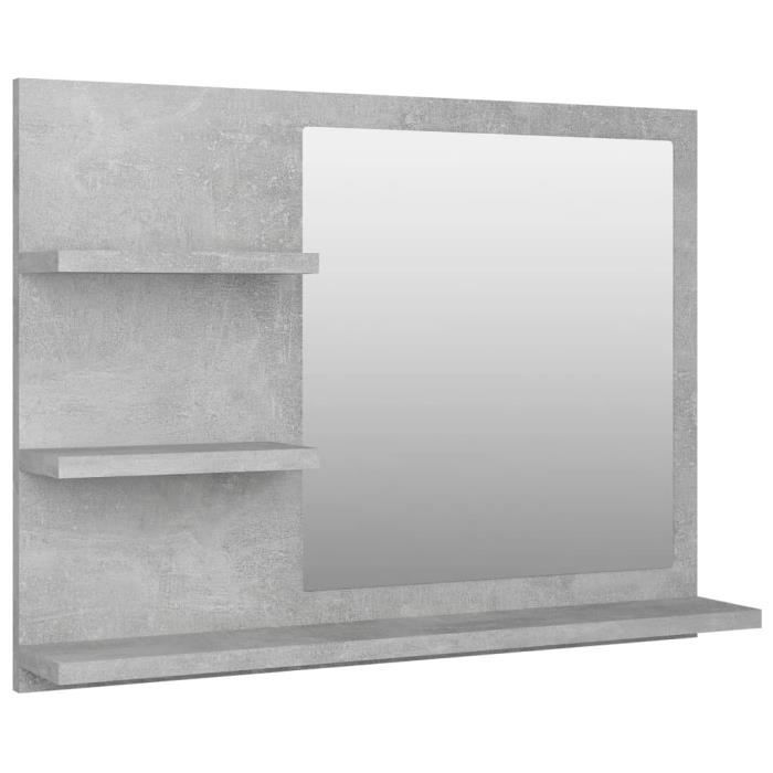 604)SummerSale® UNIQUE Miroir de salle de bain Gris béton 60x105x45 cm Aggloméré Au Design classique & Premium
