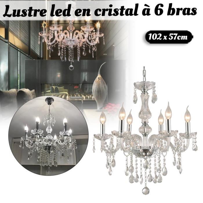 Plafonnier en Cristal K5 Moderne à 6 Bras Lustre Pendentif Lampe ...