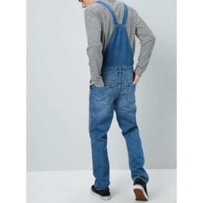 Salopette pour homme en jean avec poche streetwear Bleu MR Bleu