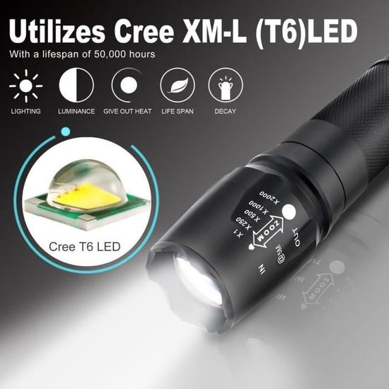 Ambertech Rechargeable 7000 Lumens Super Bright LED Spot Lampe Torche Lanterne Avec Lumière