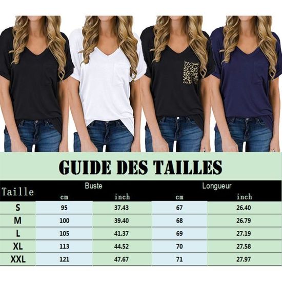 T Shirt Femme mode slim T-shirt Col V T-shirt simple T-shirt long Tee Shirt  Femme Ourlet rond Noir - Cdiscount Prêt-à-Porter