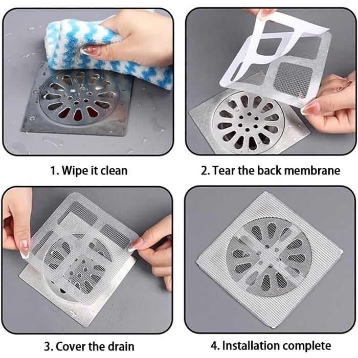 Paquet De 20 Filtres Adhésifs Anti Cheveux Jetables Pour Evacuations, Filtre Cheveux Douche Et