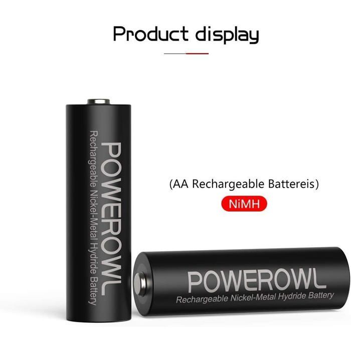 AA Piles Rechargeables 2800mAh 1,2V Ni-MH Batterie Rechargeable | 1200 Cycles | Économique et