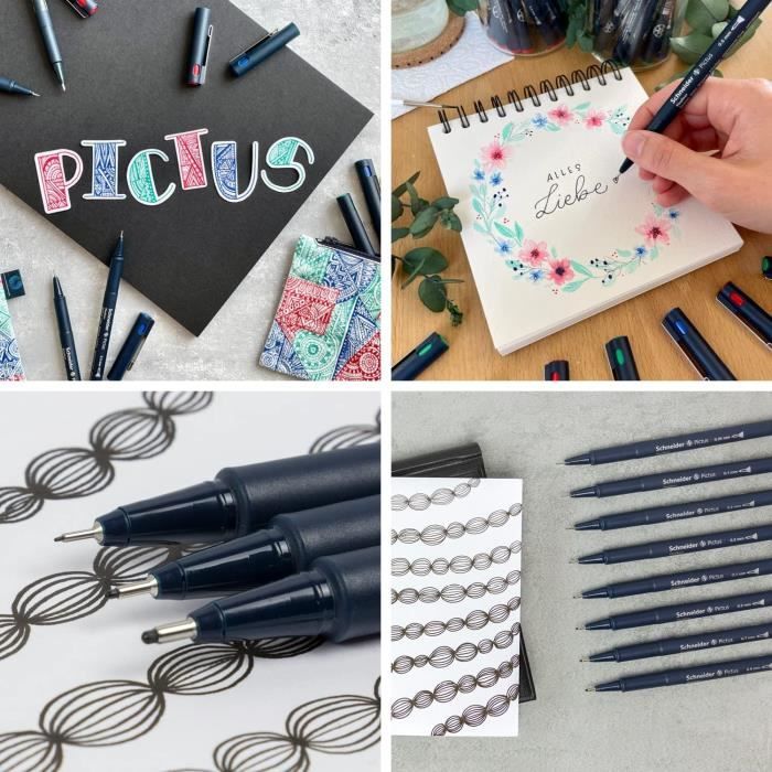 Stylos Uni Pin à Pointe Pinceau - Lot De 3, Encre Noire Indélébile Et Résistante à L'eau - Idéal Pour Le Dessin Et Le Lettrage - 6