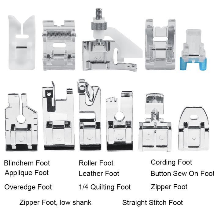 Lot De 6 Pieds Presseurs Acier Inoxydable - Pour Machine à Coudre Brother, Singer, Janome