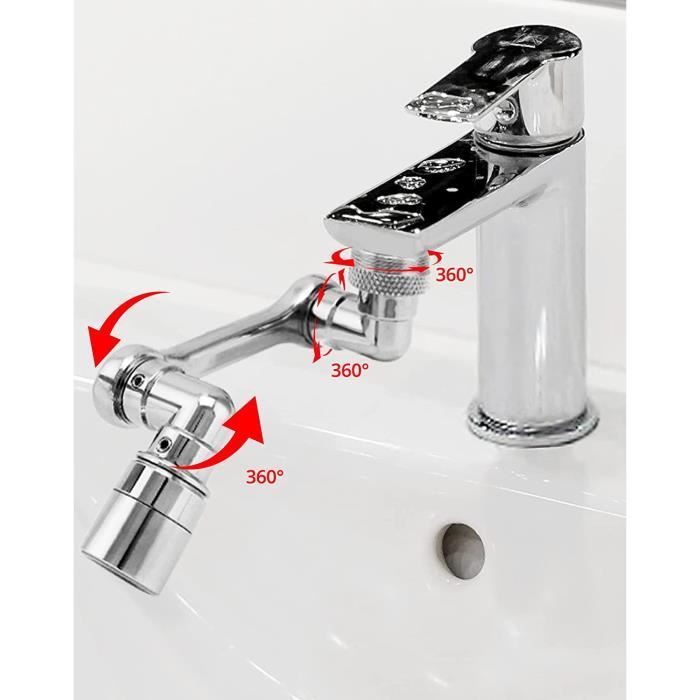 Generic Tête Extension Robinet Rotatif à 1080°,pour Lavabo Cuisine Salle de  bain à prix pas cher