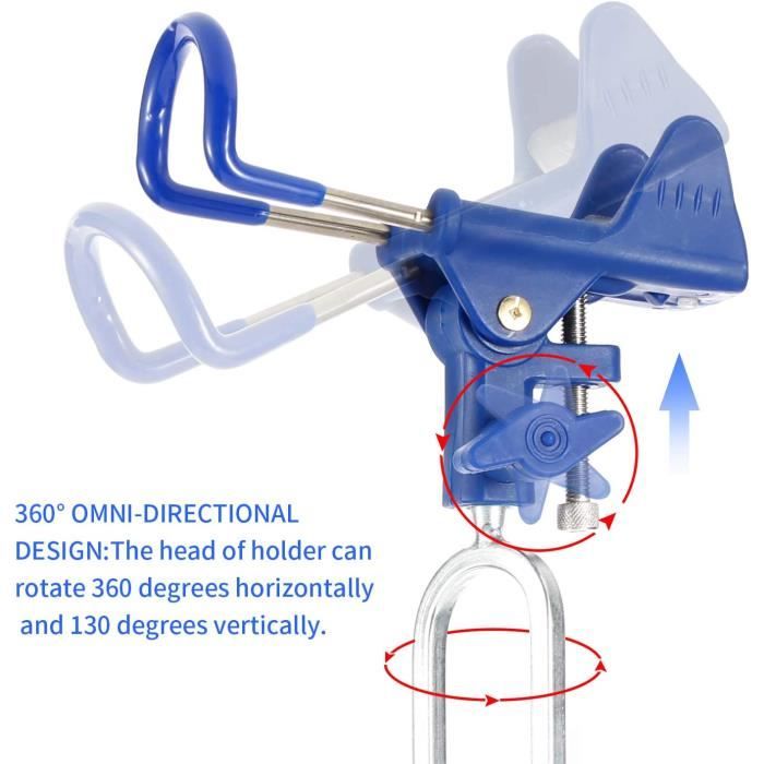 2 Supports Canne à Pêche Bateau - Supports Acier Inox 316 Réglables 360° Pour Rails 22-26mm