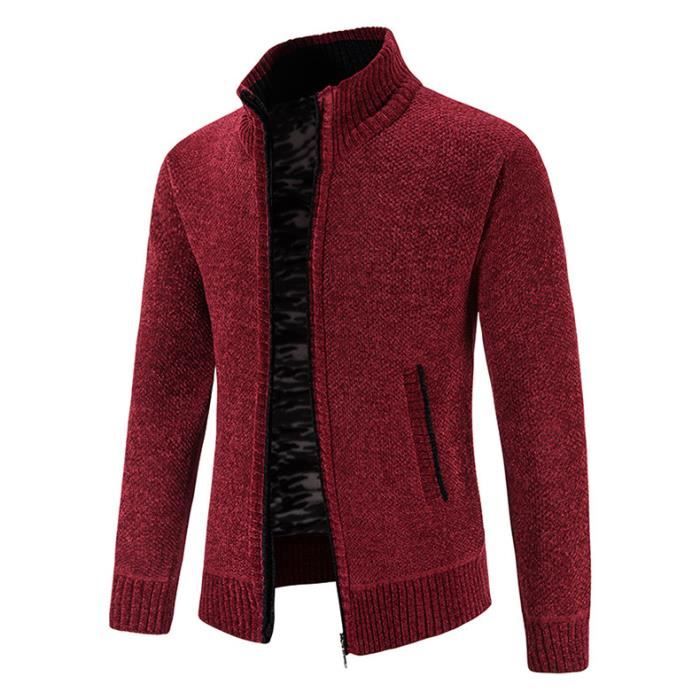 Gilet Zippé Cardigan Homme Rouge Gilet Zippé Homme En Tricot