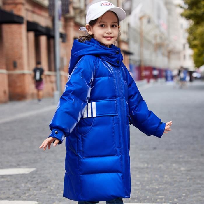 Doudoune Fille Enfant Mi-Longue Chic Epais Chaude Hiver avec Capuche de 6 à  16 ans - Bleu Bleu - Cdiscount Prêt-à-Porter