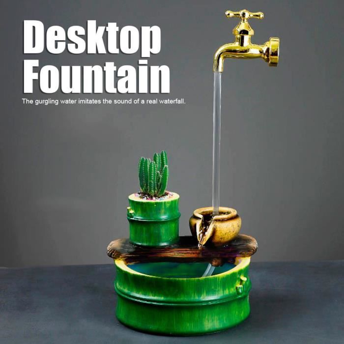 Fontaine D'Eau De Table Rocaille En Résine - Cascade Apaisante Avec Réservoir Poissons Et Décoration Intérieure Lumineuse