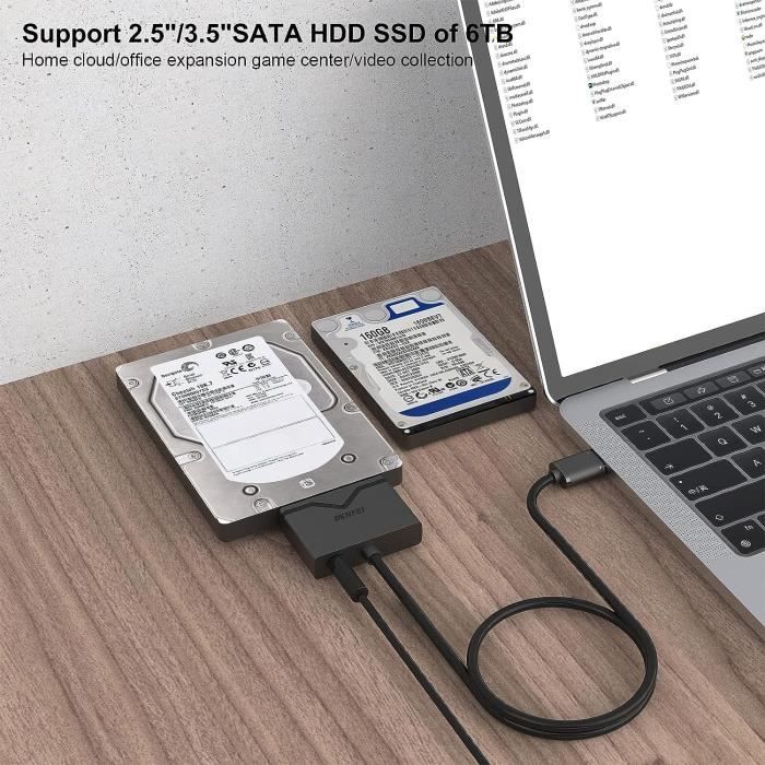 Câbles SATA Convertisseur SATA vers USB3.0 Câble adaptateur USB 3.0 à 2.5 SATA 3 pour disque dur UASP, câble Sata USB 3. 192316 - Cdiscount  Informatique