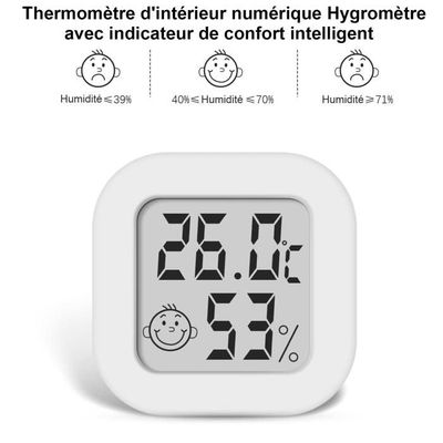 Thermomètre Intérieur Hygromètre, Spauood Capteur Humidité Station Meteo  Interieur, Intelligente Rétroéclairage, Horloge, Date, ℃ / ℉ Commutable