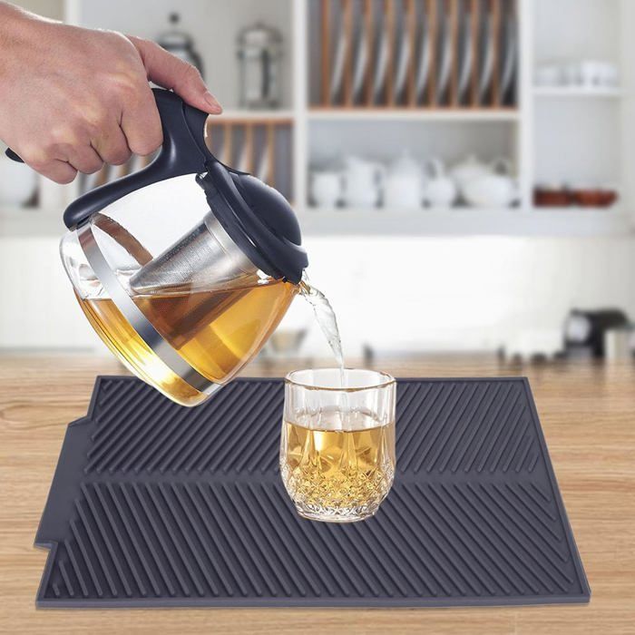 BROSEBEAQ Tapis d'égouttement en silicone - 40 x 30 cm - Tapis d'égouttement pour la vaisselle