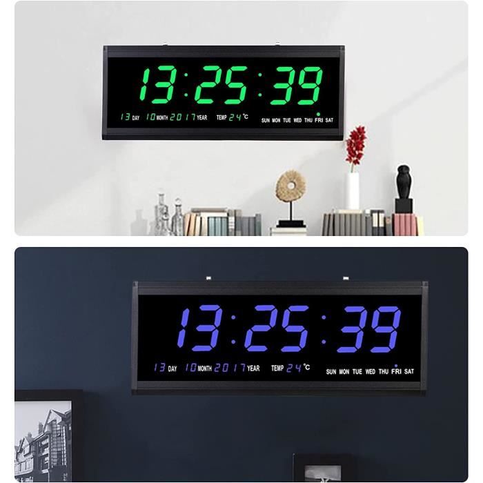 Grande Horloge Numérique Led Pour Salon - Horloge Murale Numérique Avec  Date Et Température - Calendrier - Affichage De La Da[H222]