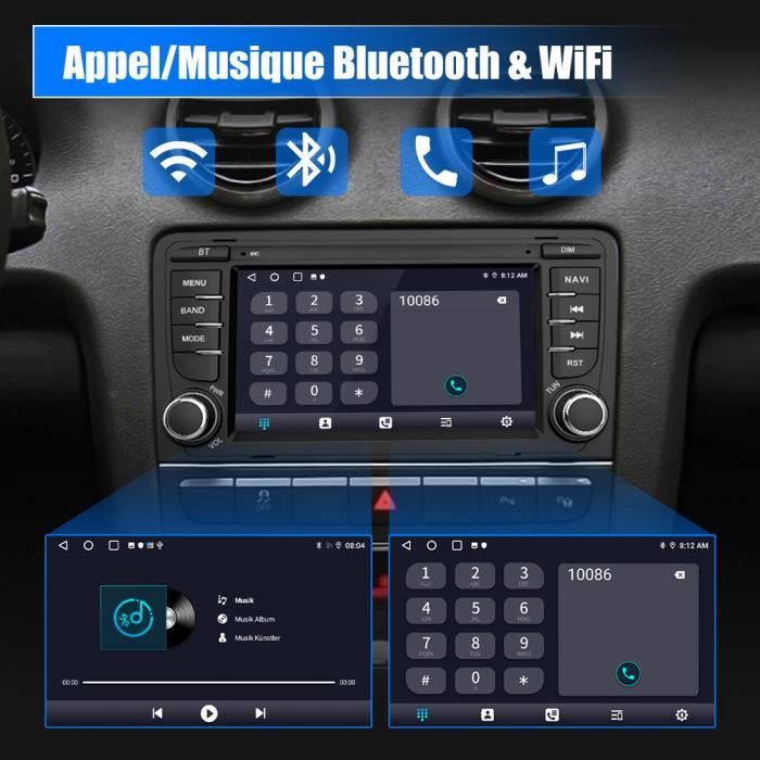 AWESAFE Autoradio 2 Din pour Audi A3 8P/S3/RS3/Sportback avec 7 Pouces  Écran Tactile,Lectuer CD DVD avec Bluetooth GPS FM RDS USB - Cdiscount Auto