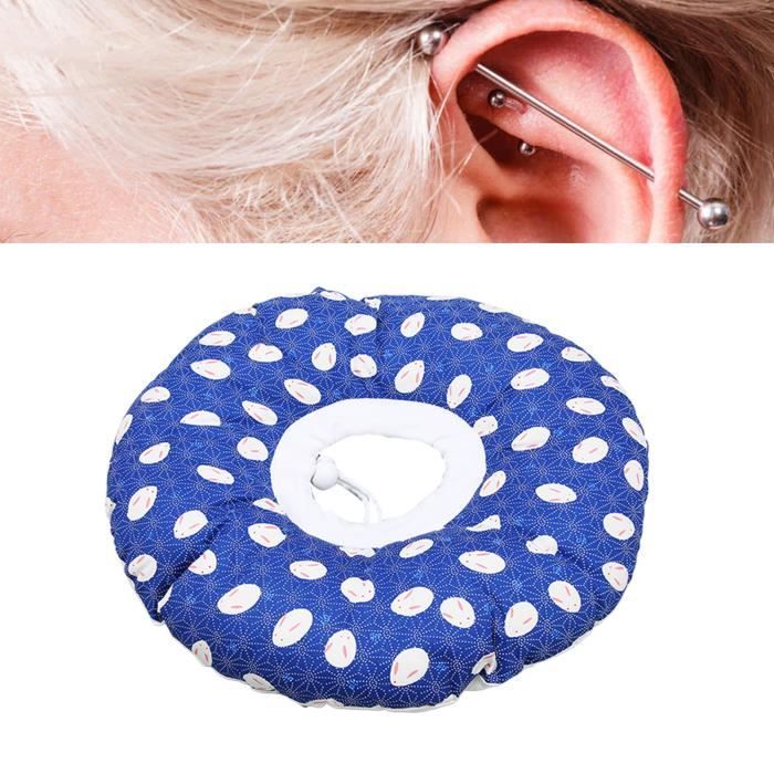 Oreiller de sommeil latéral perçant Piercing oreiller soutien tête  résilience coton oreille forme de lapin bleu TA188