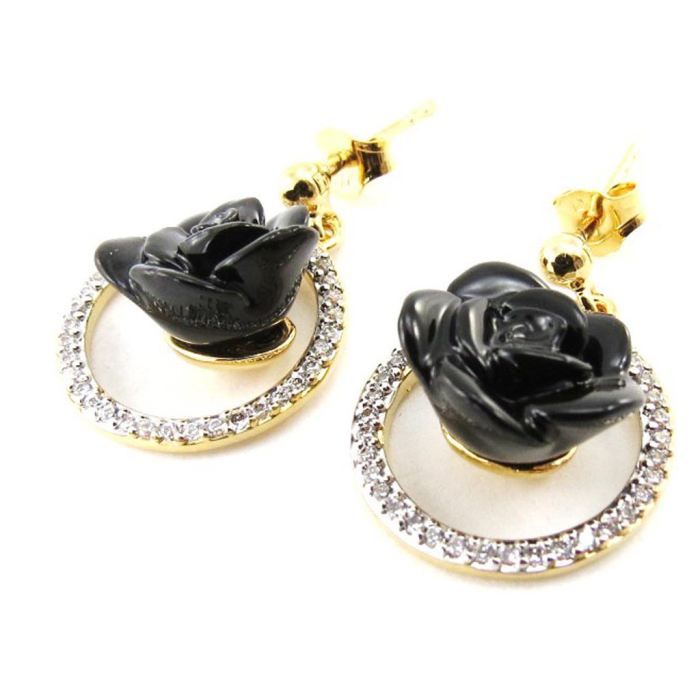 Boucles D'oreilles 3 Fleurs En Plaqué Or - Marque OxcmoBijoux, Neuves Avec étiquettes, Style Romantique