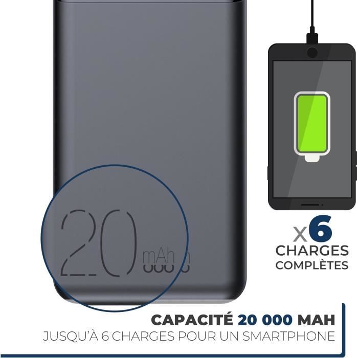 Batterie Externe 20000mAh, 22.5W Power Bank Charge Rapide, Batterie Portable Avec LED L Chargeur Externe Usb C Sortie Entree Chargeur Portable Compatible Pour Iphone 15 Samsung Xiaomi Ipad