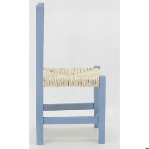 Chaise Enfant Montessori En Bois Avec Assise En Paille - Hauteur 29cm - Bleu - Fabriqué En Italie