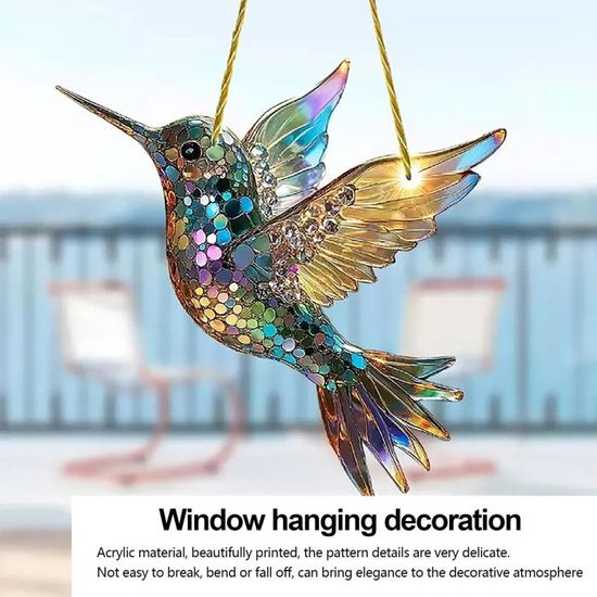 Décorations Oiseaux Colibri En Acrylique 2D - Sculptures Attrape-soleil Pour Jardin, étagère - 10