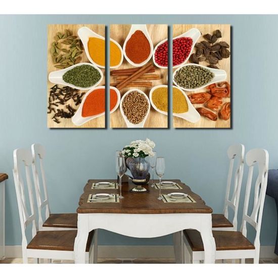 3 Photo Moderne Toile Peinture Cuisine Épices Wall Art Photos Imprimer Sur  La Toile Alimentaire Sans Cadre (30x60cmx3pcs) - Achat / Vente tableau -  toile - Cdiscount
