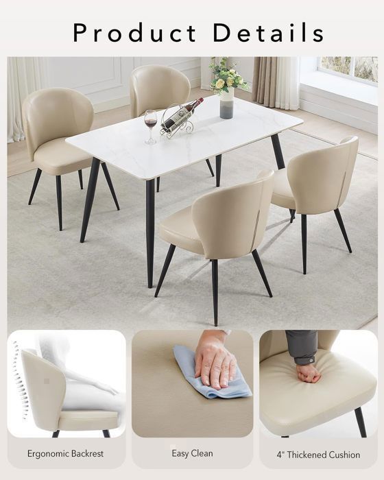 Lot De 4 Chaises Salle à Manger Simili Cuir Blanc - Très Bon état - Cause Double Emploi - Moderne