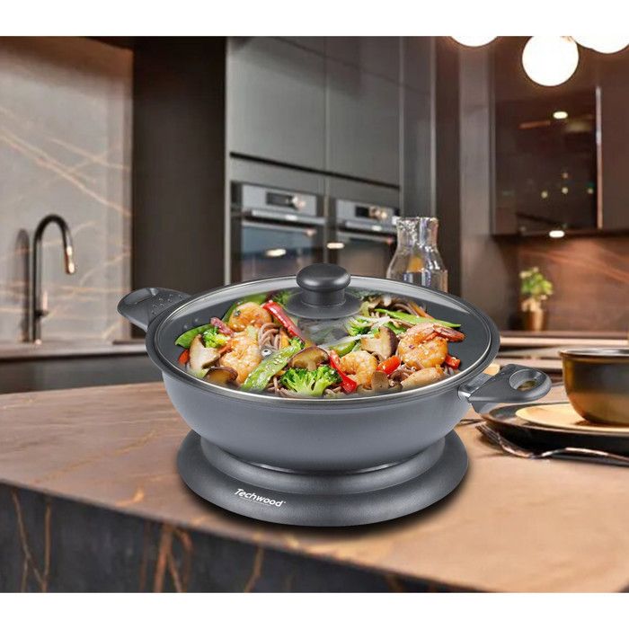 Wok électrique Farberware Modèle 303 - 14 Pouces, 1000W, Inox, Avec Contrôle De Température