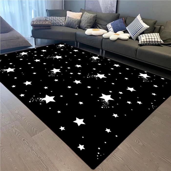 Tapis Chat étoilé 120x170cm - Moquette Antidérapante Lavable, Poils Ras, Pour Salon Ou Chambre