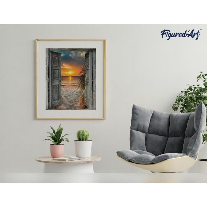 Figured'Art Peinture par Numéro Adulte Barque et Lever de Soleil - Activité Manuelle Kit de