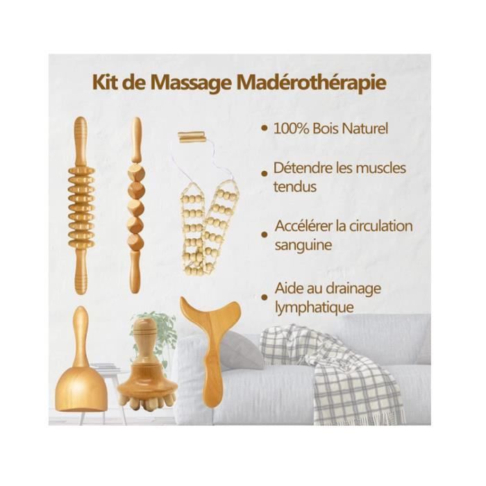 Rouleau Massage Anti-cellulite Maderothérapie - Drainage Lymphatique - Longueur 37cm - Neuf