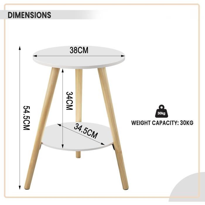 EUGAD Table Basse, avec 2 Plateaux, Table d'Appoint, Style Scandinave, en MDF, Pieds en Bois Massif, Gris 0005CHJ