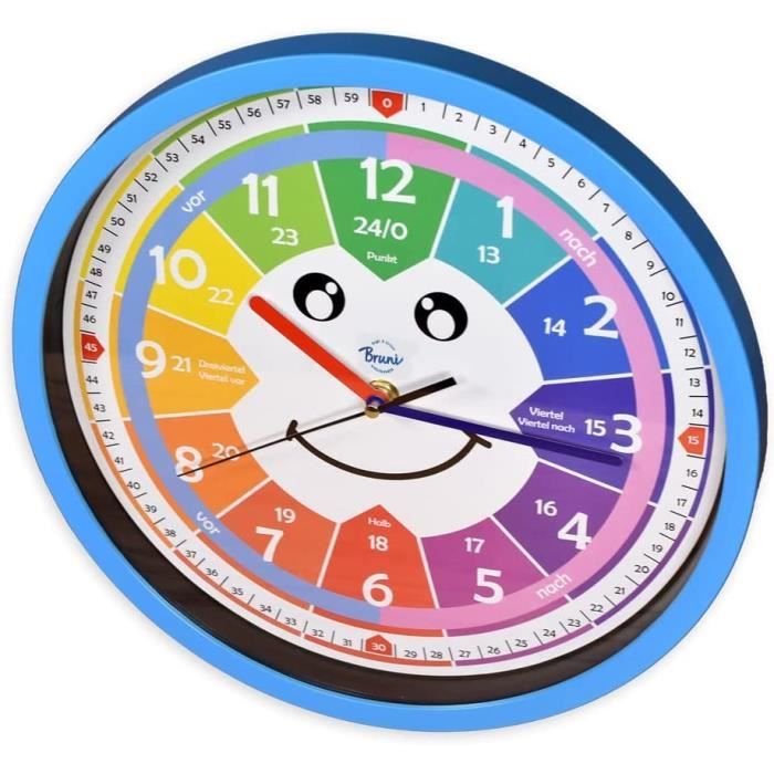 Horloge d’apprentissage pour enfants - Horloge d’enseignement de l’heure -  Horloges murales pour enfants pour les chambres à coucher - Décor mural de