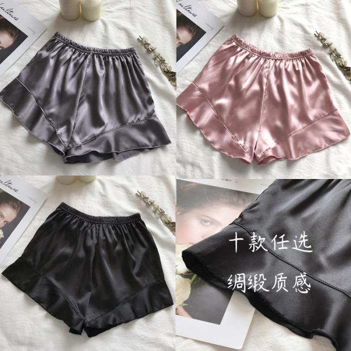 Culotte slip en satin pour femmes Short de securite Soie glacee Blanc Noir Blanc Cdiscount Pret a Porter