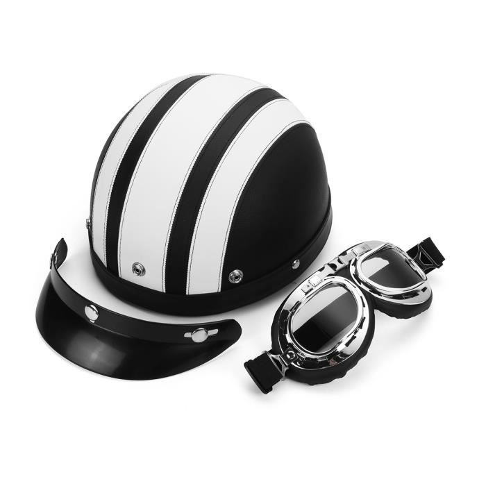 NEUFU Casque de Moto et Velo Scooter Bol Lunettes Retro Style de Vintage UV Goggles Pour Harley Blanc Clear Cdiscount Auto