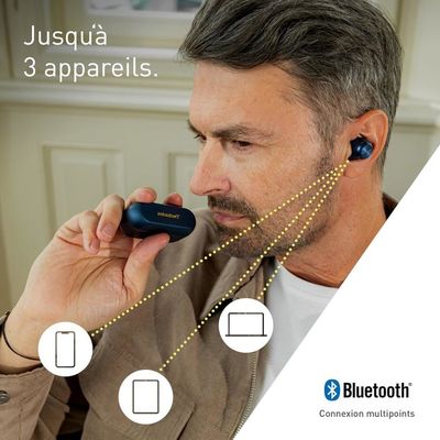 Écouteurs Bluetooth 5.4 JBES - 60H D'autonomie, 6 Micros Anti-bruit, IP5, Basses Puissantes - Noir