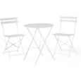 Beliani - Salon de jardin bistrot table et 2 chaises en acier blanc FIORI-0