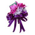 Corsage Boutonnière Fleur de Soie Orchidée Hortensia avec Ruban Nœud Papillon Multi-couches pour Costume de Marié et Robe Violet-0