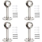 Support de Tringle à Rideaux - HANDEIU - Acier Inoxydable - 4 pièces - 10 kg - Argent