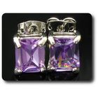 Boucles d'oreille Améthyste ABIJOUX - Plaqué Or Blanc 18K - 2x8mm - Qualité AAA