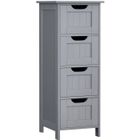 VASAGLE Meuble de Salle de Bain, avec 4 Tiroirs, 30 x 30 x 82 cm, Style Moderne, Gris Mystique