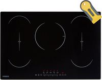 AREBOS Table de cuisson à induction | 9800 W | 5 plans de cuisson avec 2 zones flexibles | 77 cm | Autonome | avec Sensor Touch