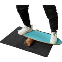 GYMAX Planche d’Équilibre en Bois avec Tapis Antidérapant et Rouleau, Balance Board, pour  Entraîner, Améliorer la Stabilité, Bleu