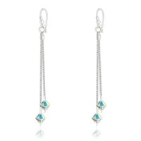 Boucles d'oreilles pendantes perles de Cristal Swarovski Argent massif 925***