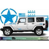JEEP WILLYS Wrangler  KIT army USMC - BLEU TURQUOISE - Kit Complet  - voiture Sticker Autocollant