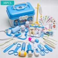 Ensemble de jouets de docteur,stéthoscope, boîte de rangement pour jeux pour enfants - 38PCS (Bleu)