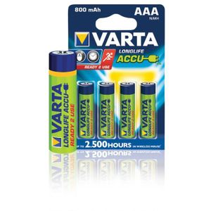 PILES Batteries NiMH AAA-LR03 1.2 V 800 mAh R2U 4-blister