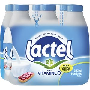BOISSON LACTEE-PREPAREE Lait Lactel Vitamine D demi-écrémé 1L (lot de 12)