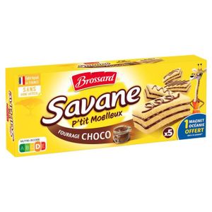 MARBRE & BROWNIE LOT DE 6 - BROSSARD - Gâteau Savane Petit Moelleux Fourrage Choco - paquet de 135 g